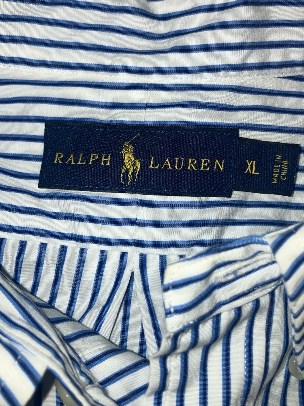 Ralph Lauren mensXL white with blue strips dress shirt